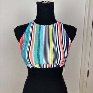 Next High Neck Bikini Top in Saltwater Stripe Size XS New